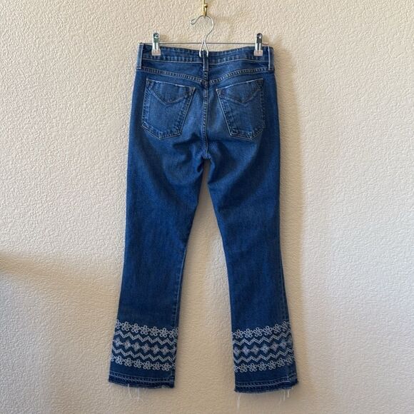 Derek Lam Dark Blue Flare Jeans with White Embroidery size 26 - Picture 8 of 15